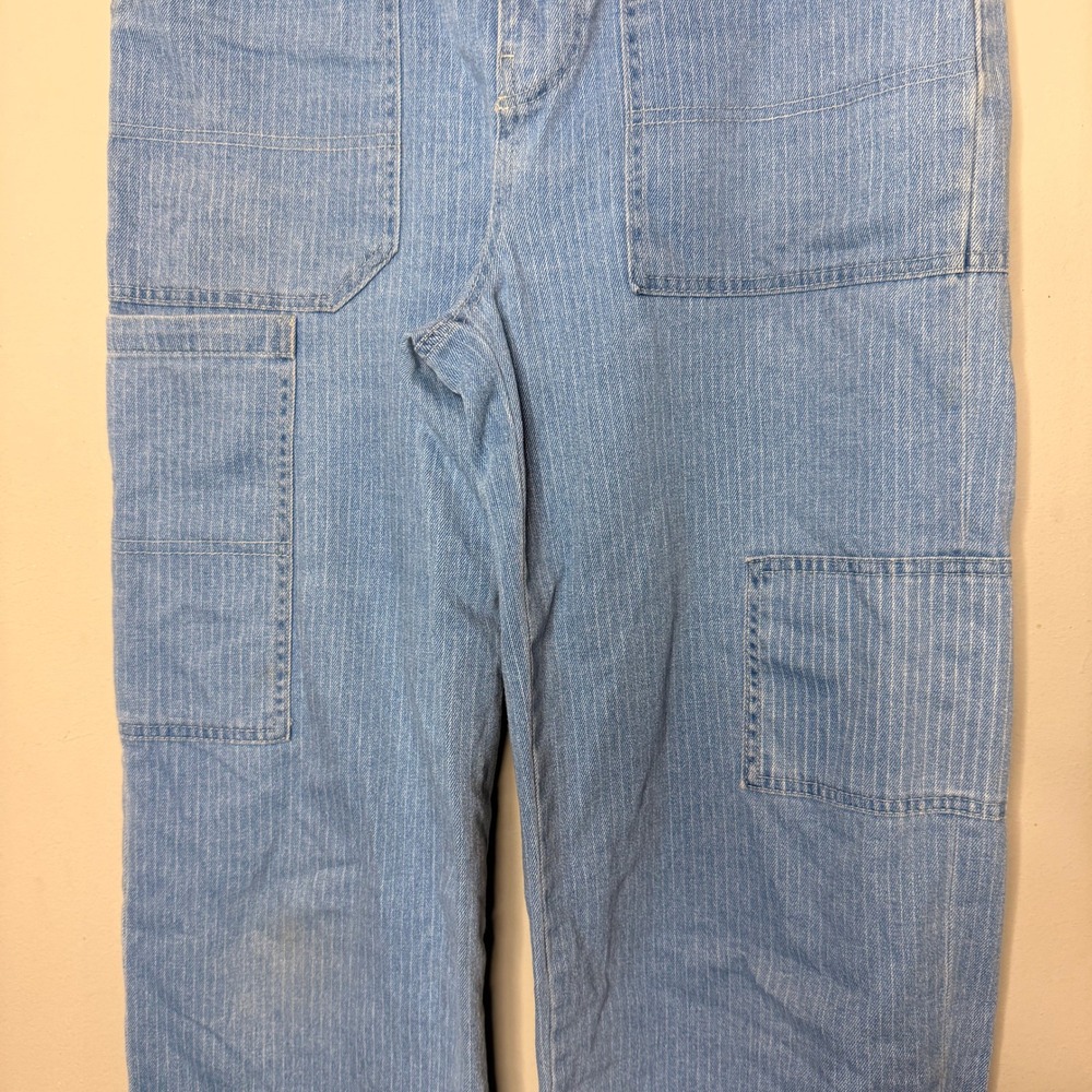 BDG Urban Outfitters Blue Victoria Pinstripe Carpenter Cropped Jeans Size 27 - Picture 6 of 13
